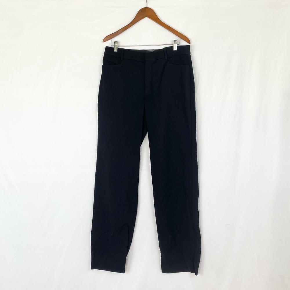 BANANA REPUBLIC Italian Wool Modern High Rise Straight Leg Black Formal Sz 12L